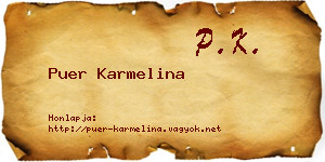 Puer Karmelina névjegykártya
